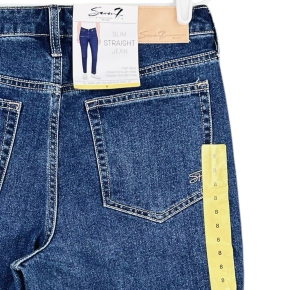 NWT Seven7 Women's Blue Denim Jeans Size 8 Slim Straight Leg High Rise Stretch - Picture 11 of 13